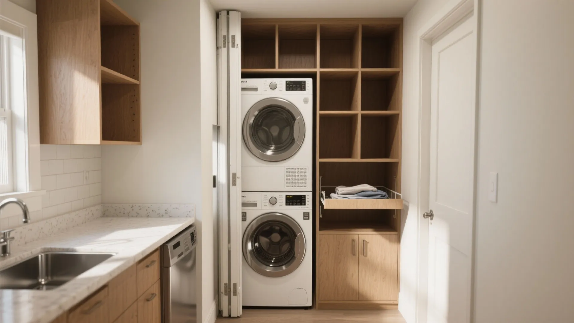 1. Stack and Store: Vertical Laundry Closet