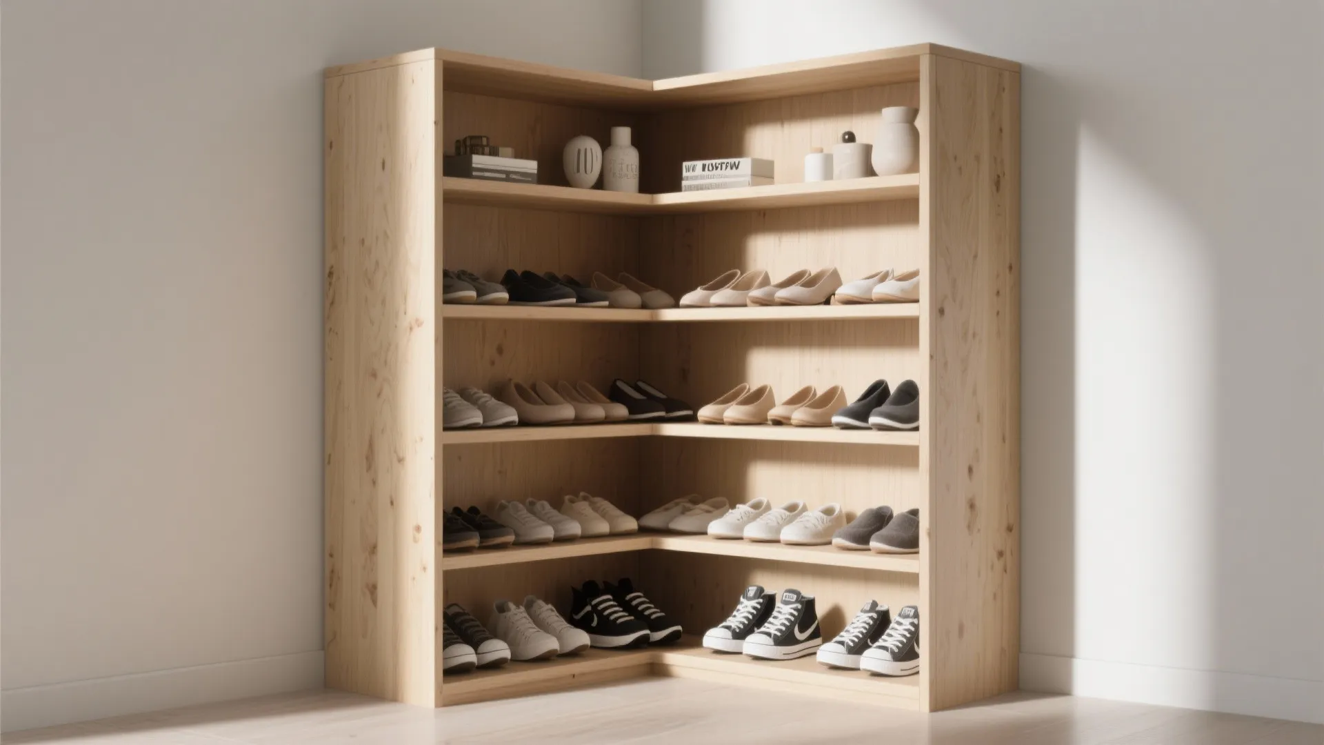 1. Vertical tiered corner cubbies