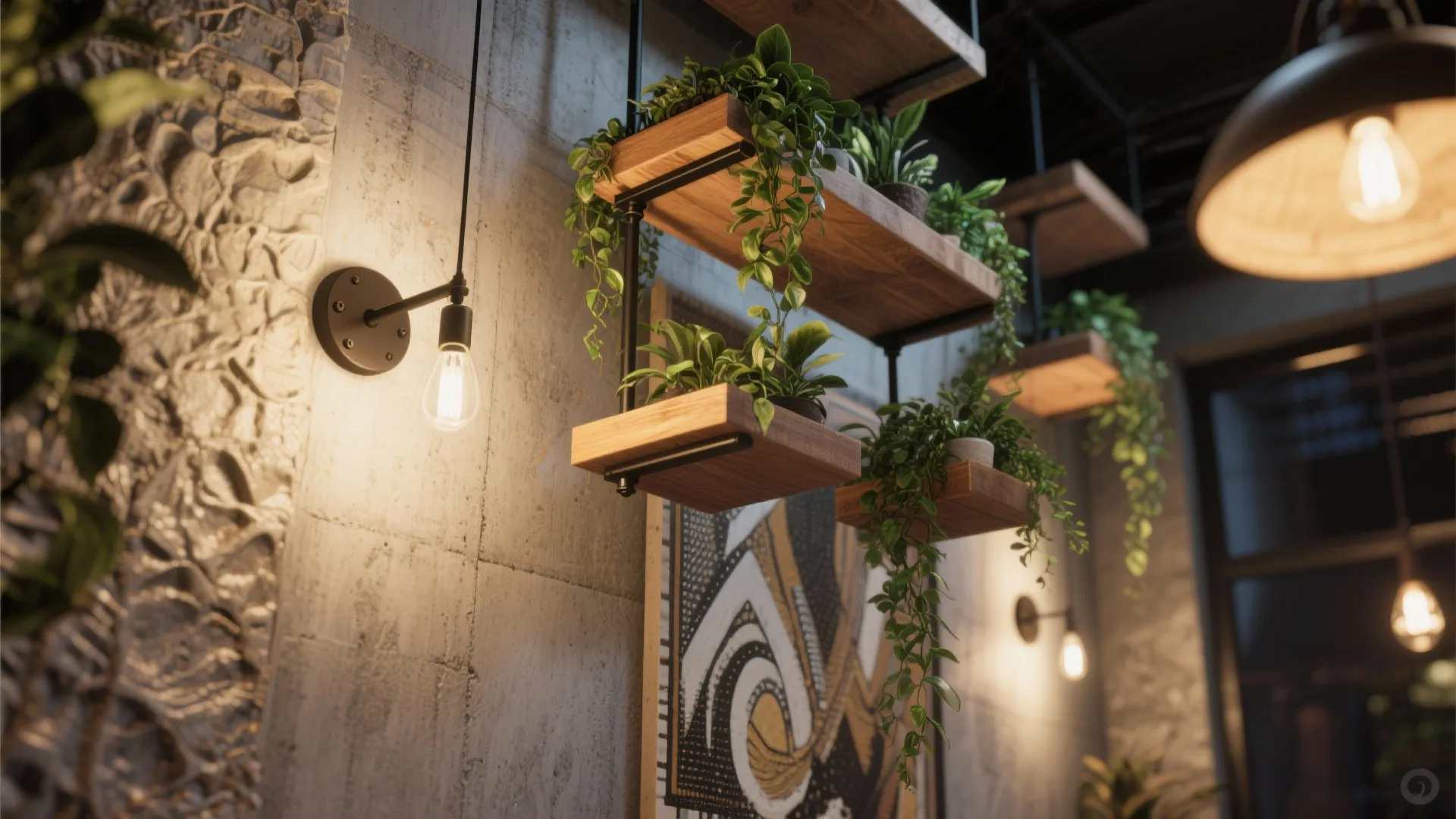 2. Vertical design: lighting, art, and greenery