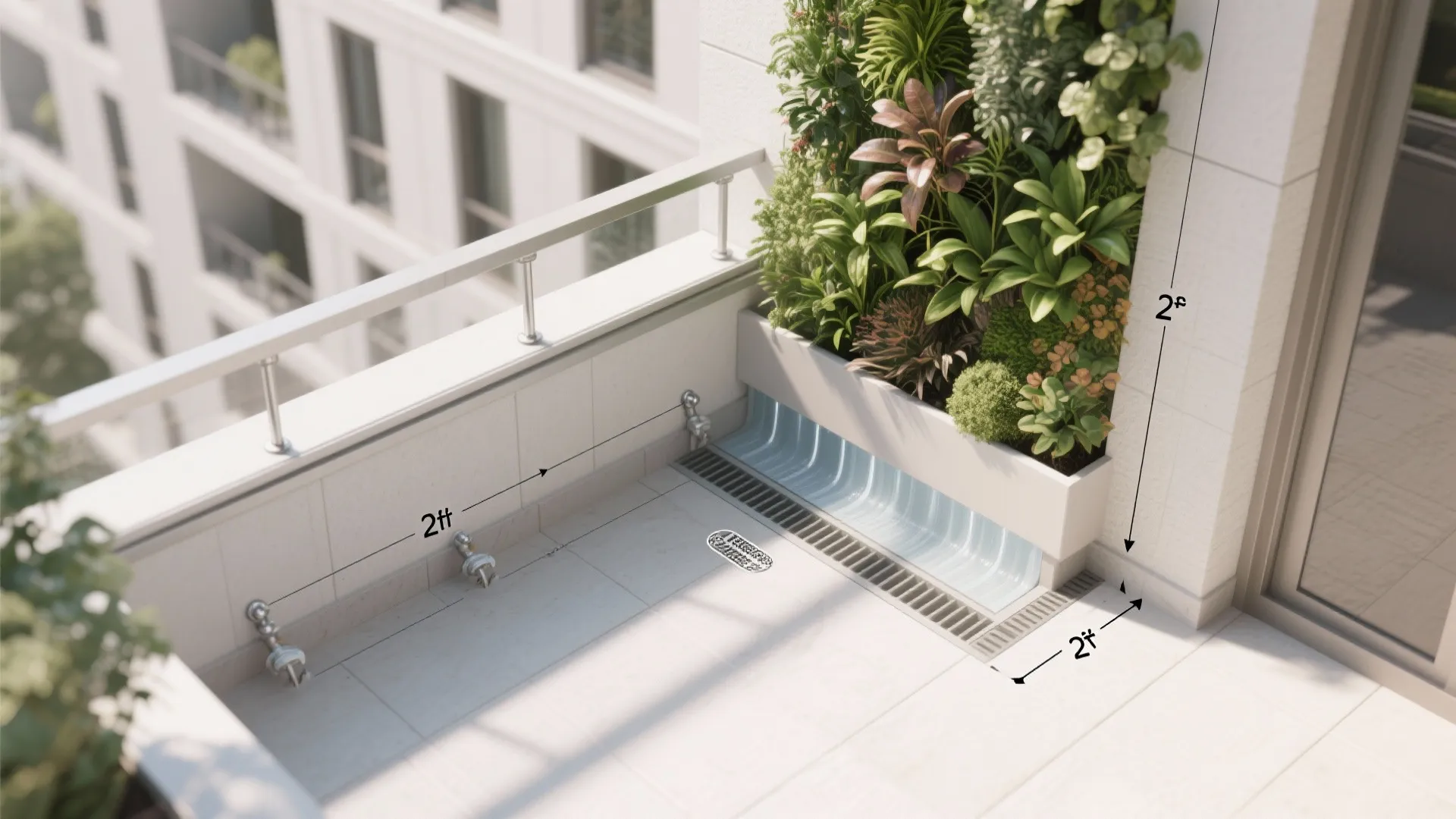 Vertical gardening that respects wind and drainage