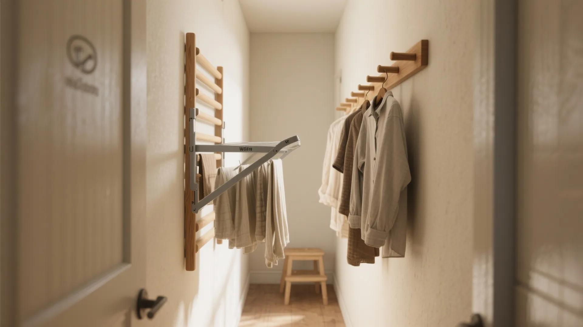 Vertical drying and wall-mounted peg rails