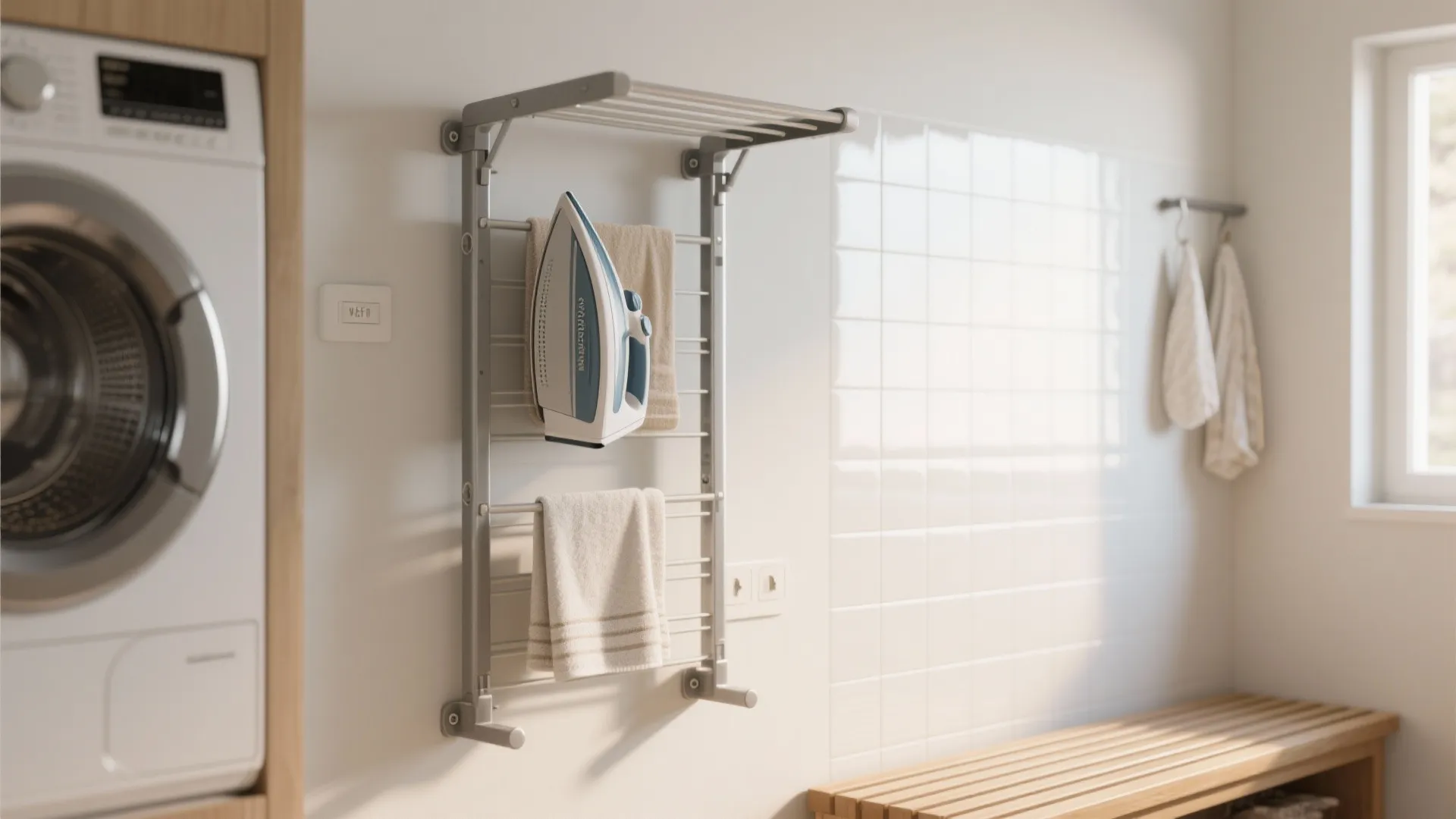 4. Vertical Drying + Wall-Mounted Ironing