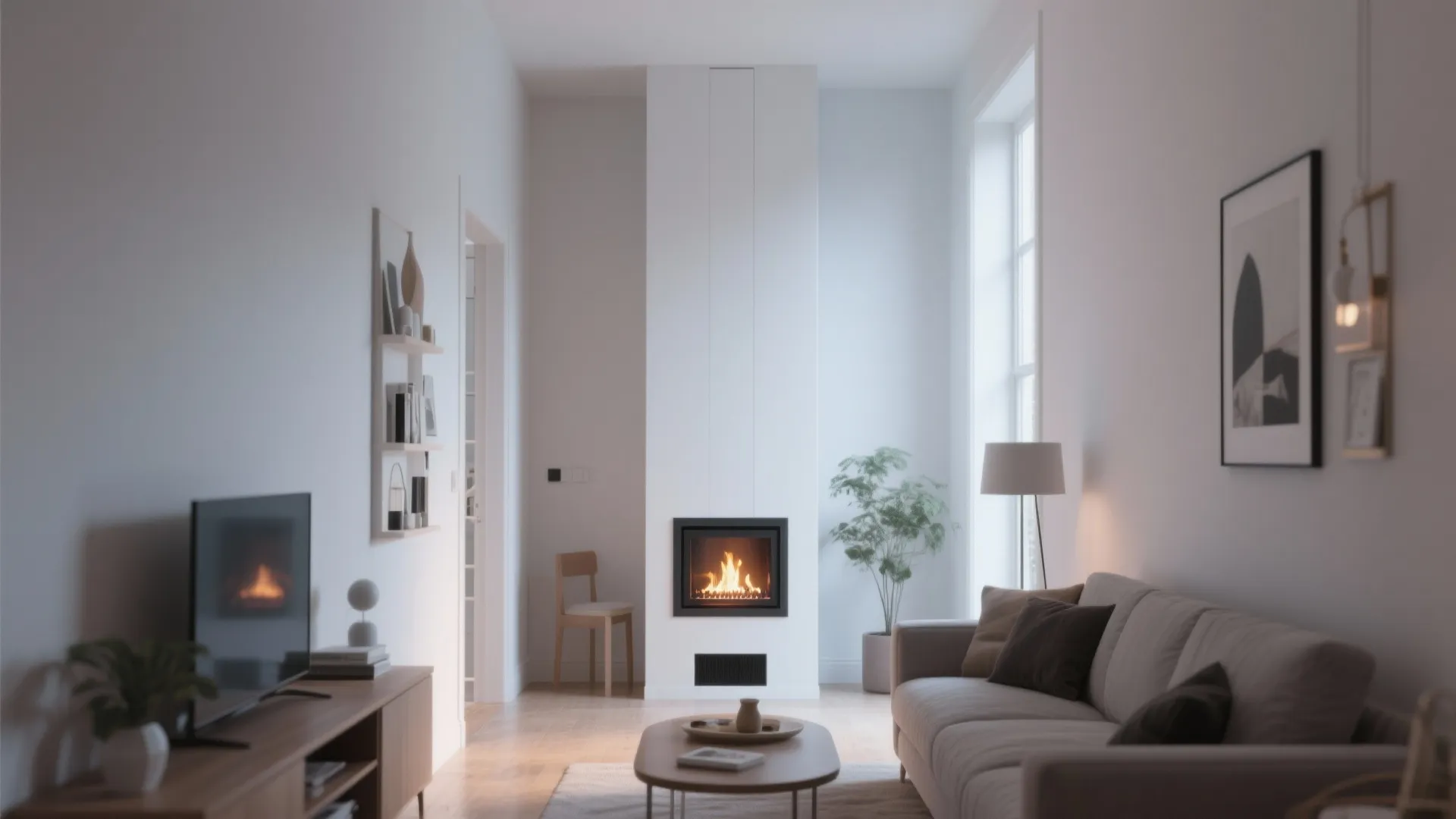 Vertical Fireplace for Narrow Walls