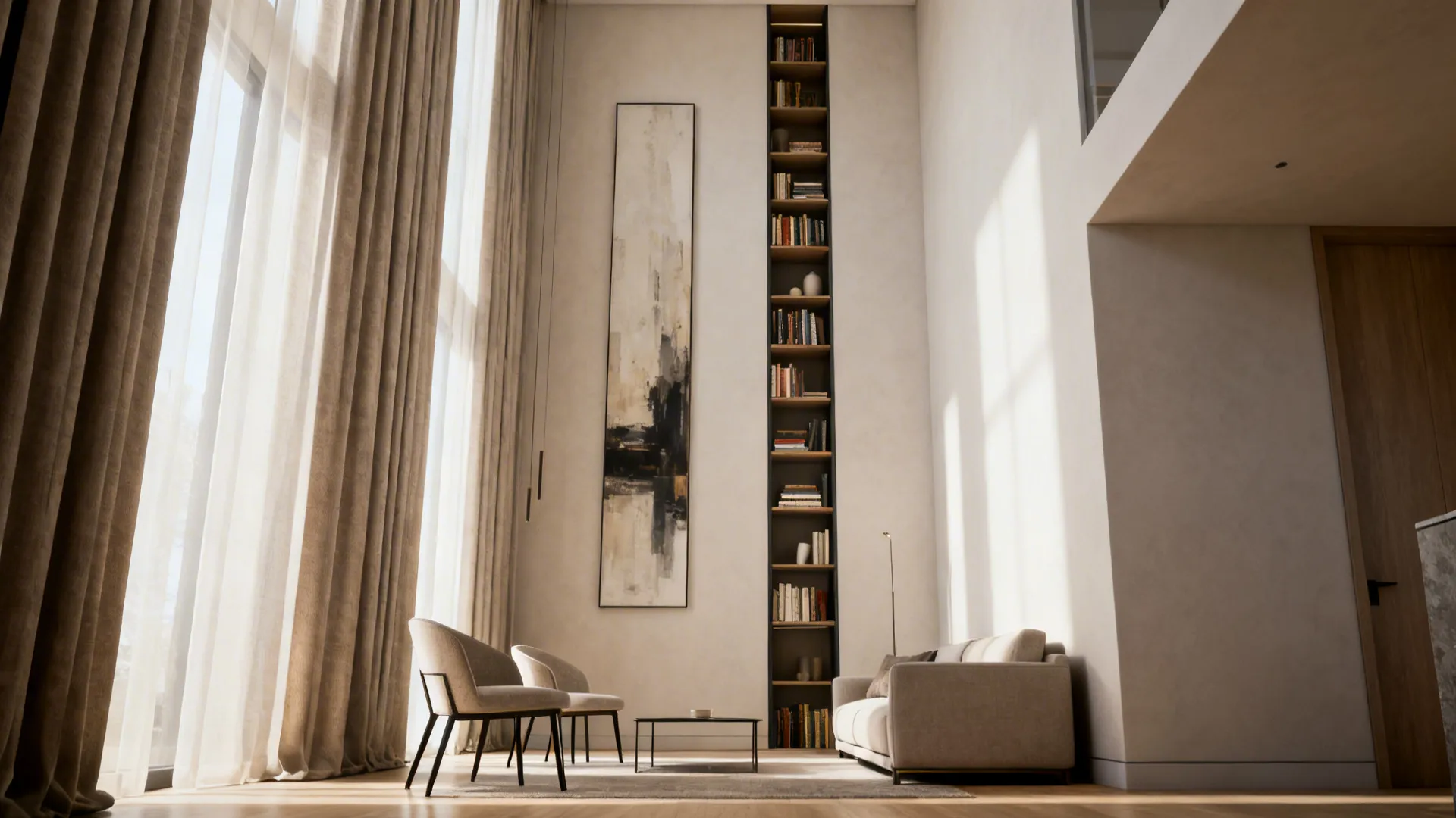 5. Vertical emphasis and slim-profile furniture