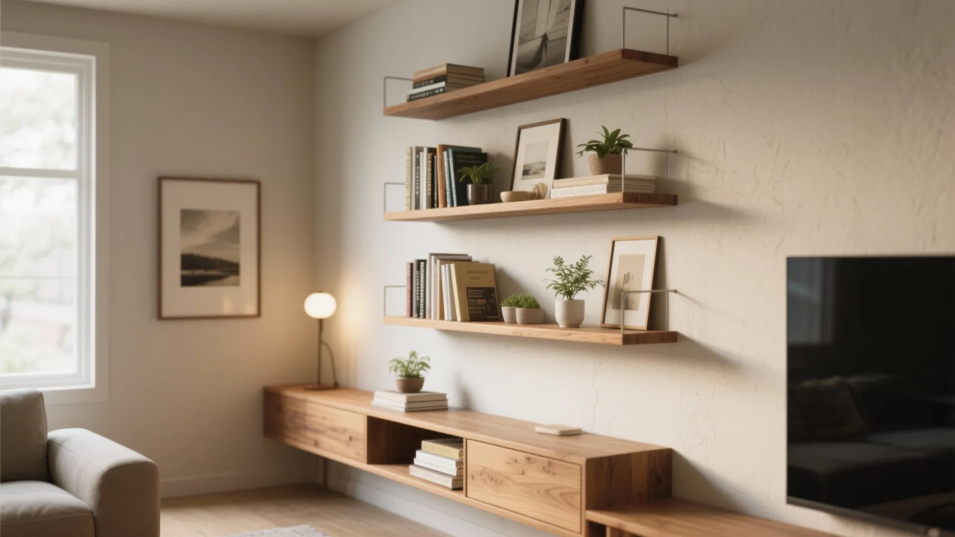 1. Vertical Floating Shelves