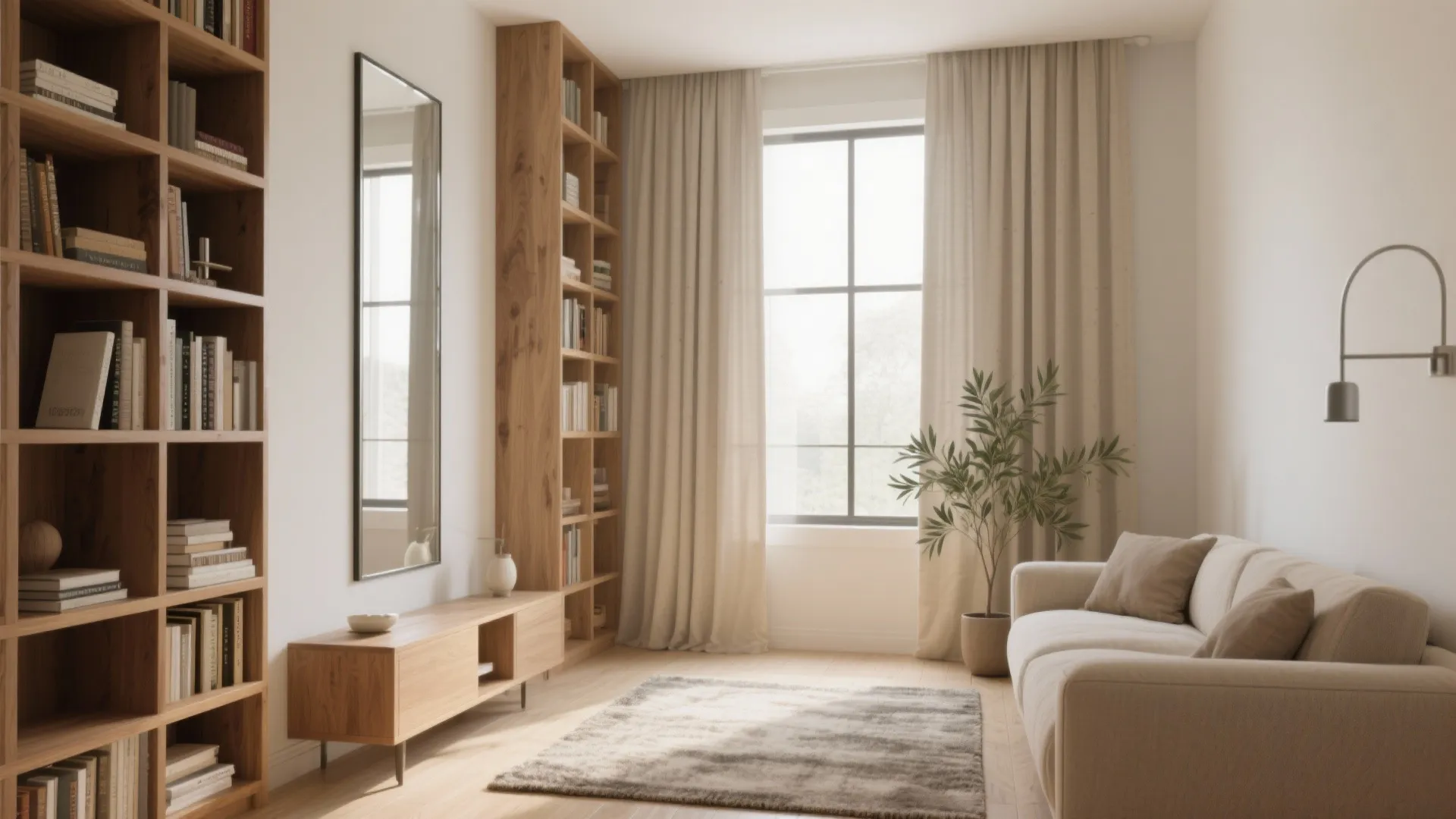 Vertical Emphasis: Drapery, Shelving, and Slim Mirrors