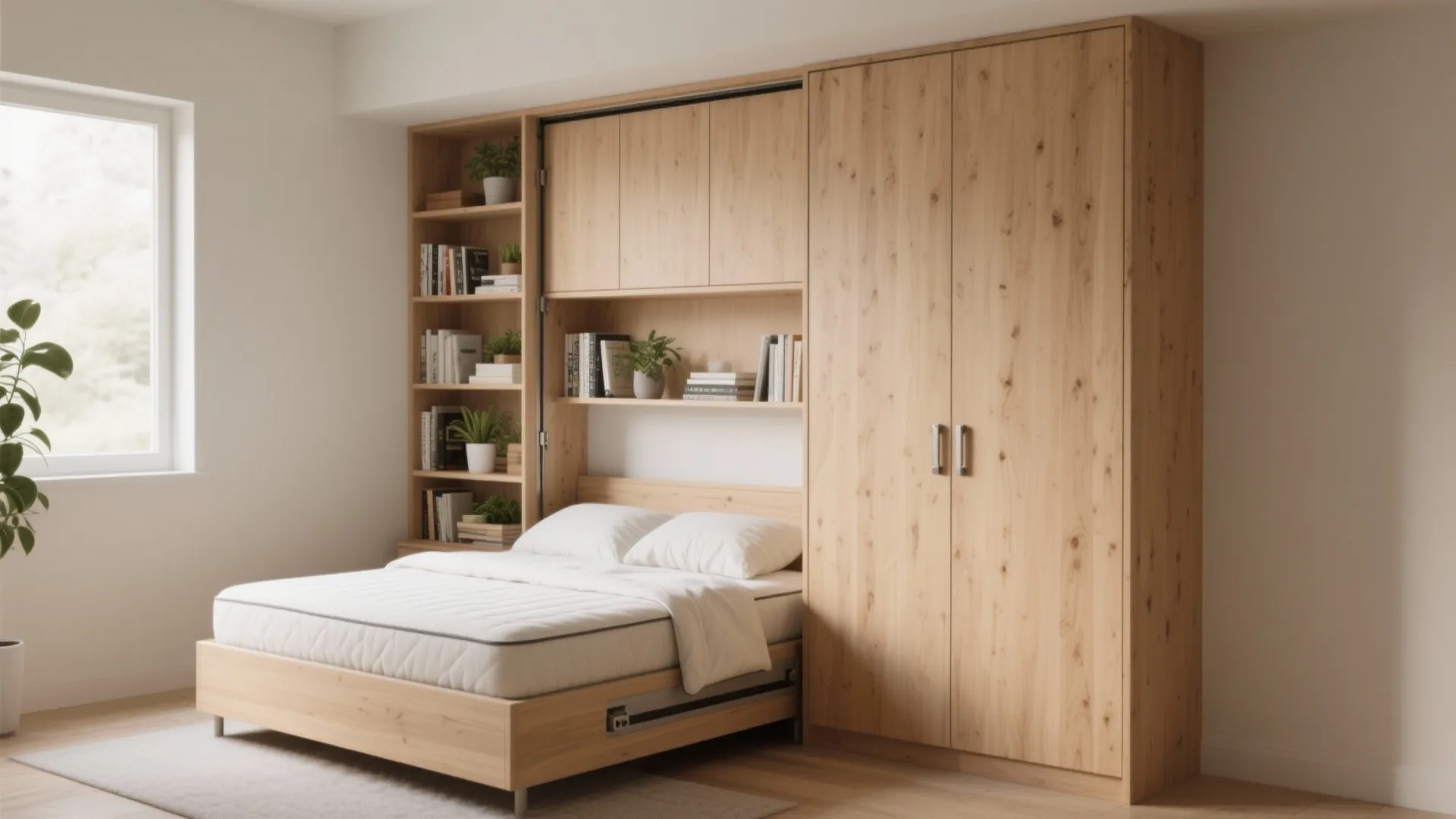 1. Vertical fold-down with integrated shelving