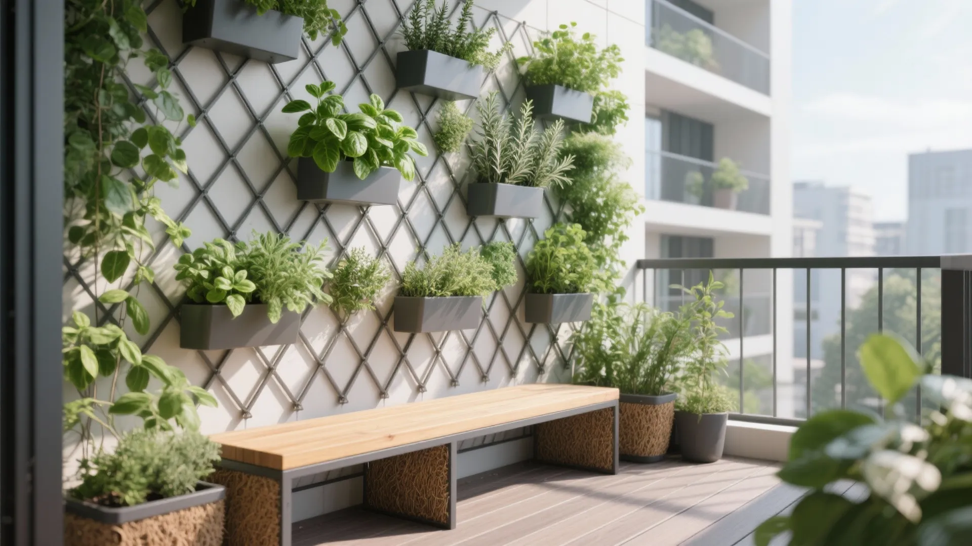 Vertical garden walls and edible pots