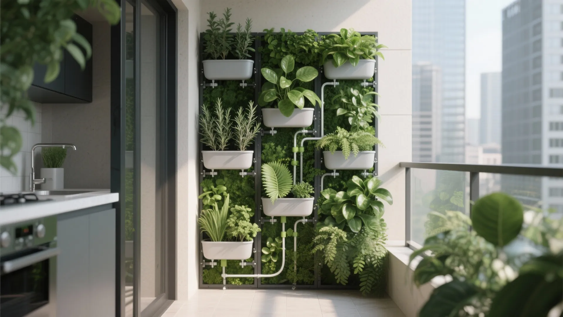 Vertical garden wall with modular planters