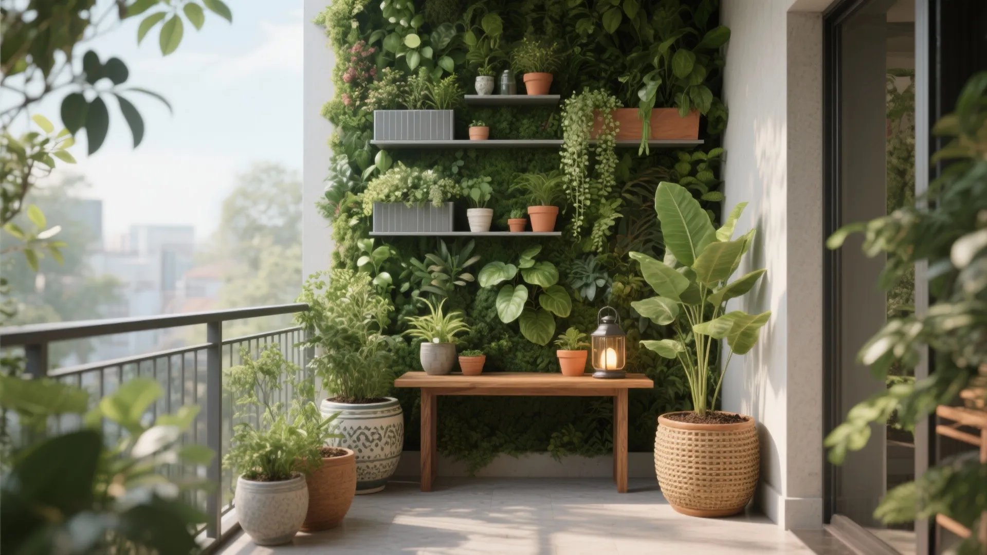 4. Vertical garden walls and slim shelving