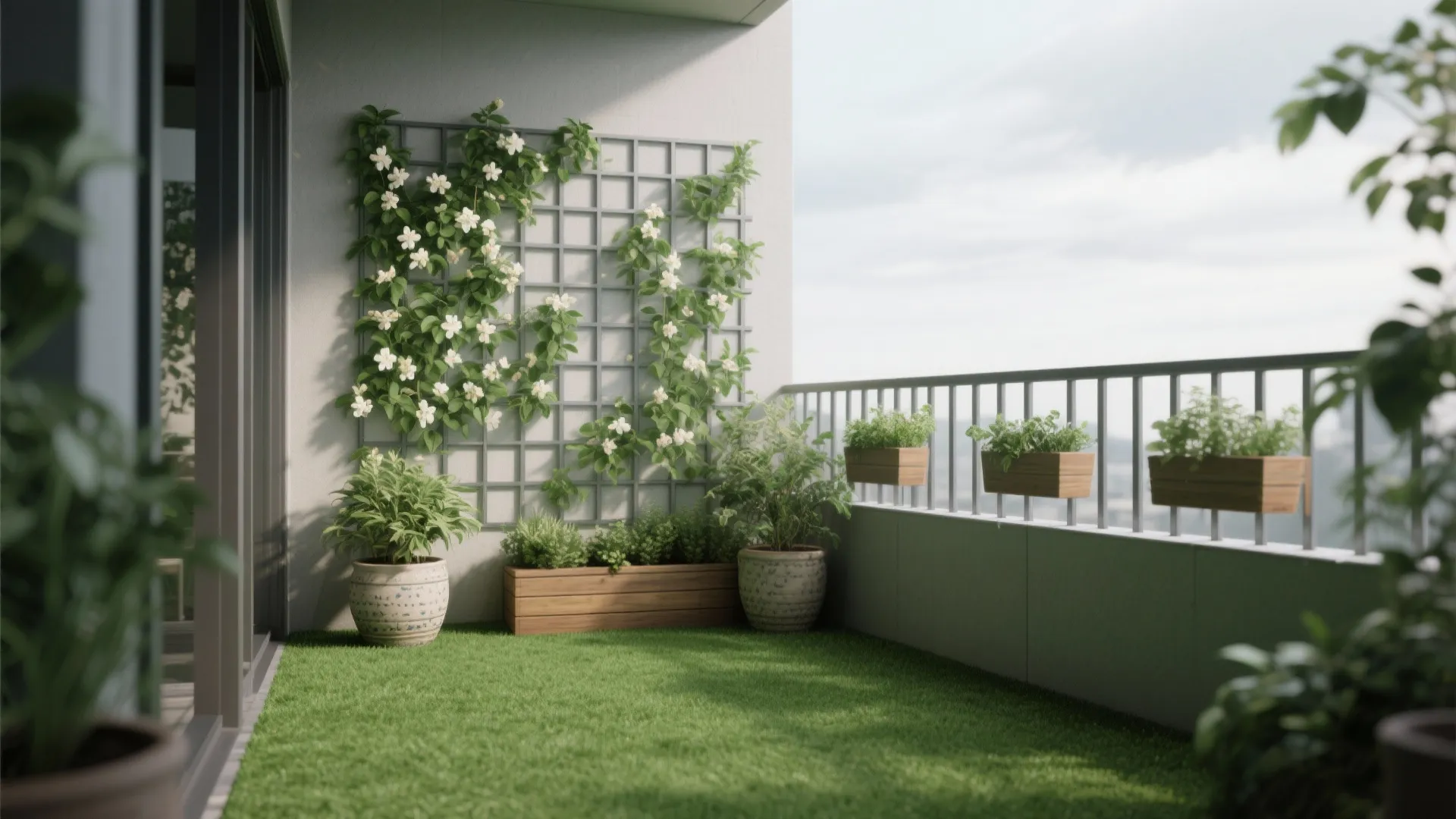 Vertical garden + turf: biophilic layering