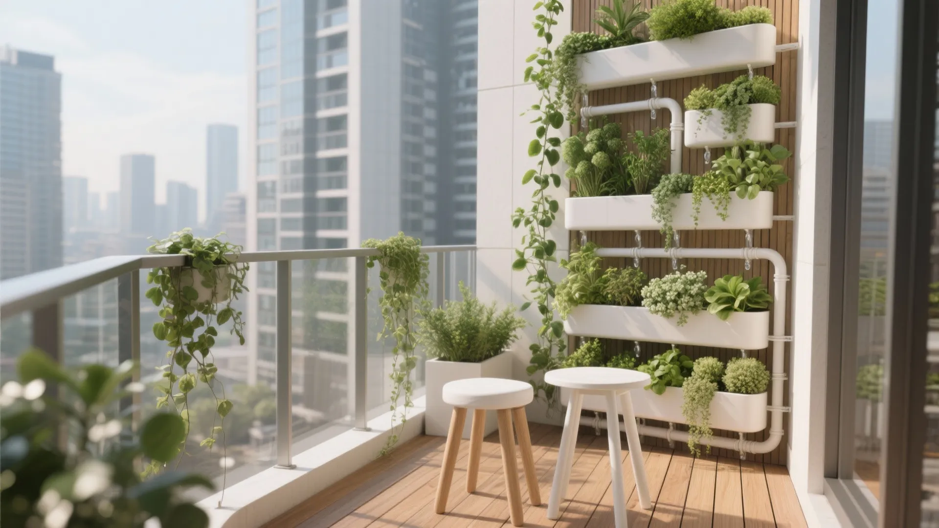 Vertical Garden and Rail Planters for Green Privacy