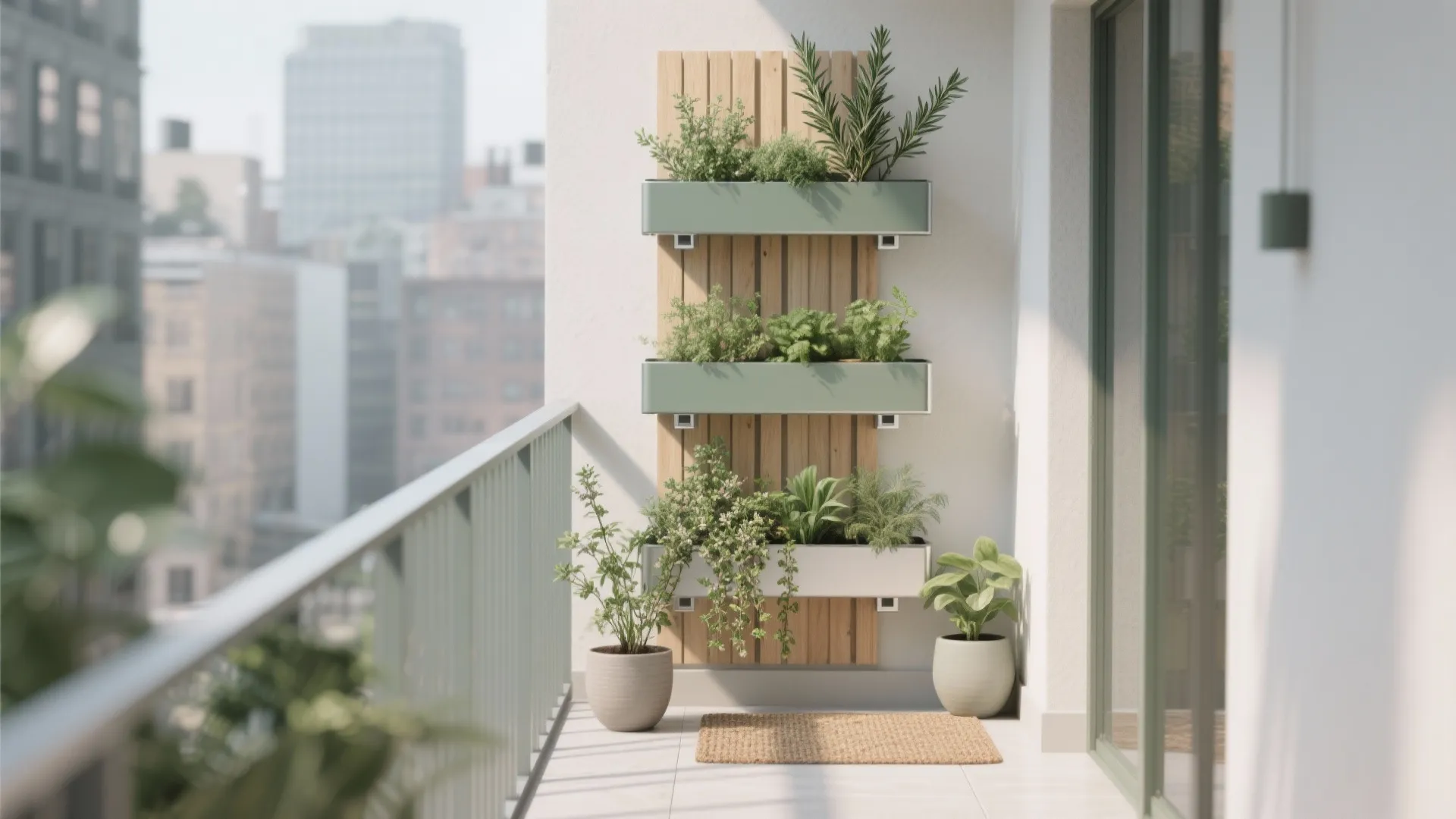 Minimalist Vertical Garden for Tiny Balconies