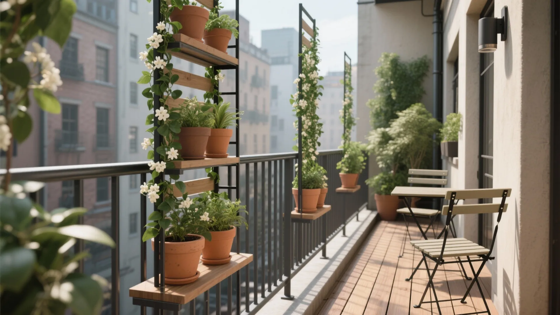 Slim vertical garden for a small balcony
