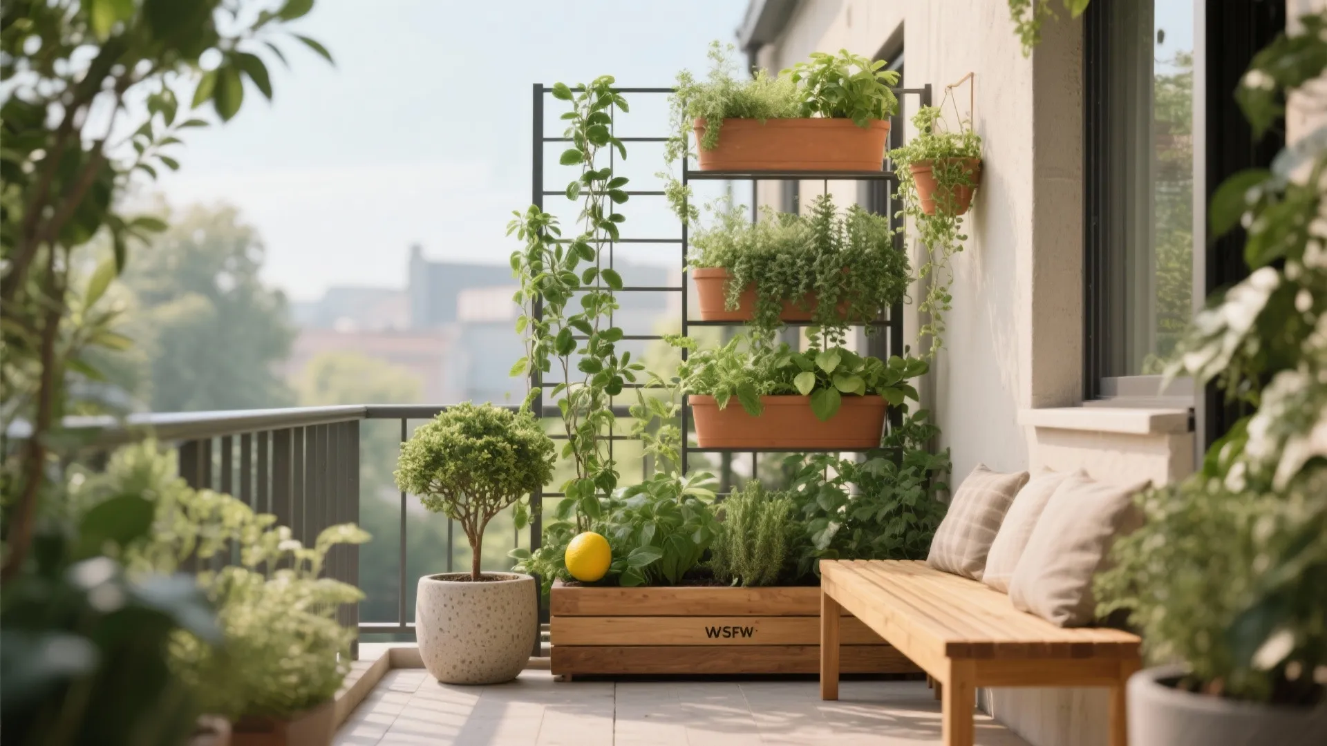 Plant-led micro garden with vertical frames
