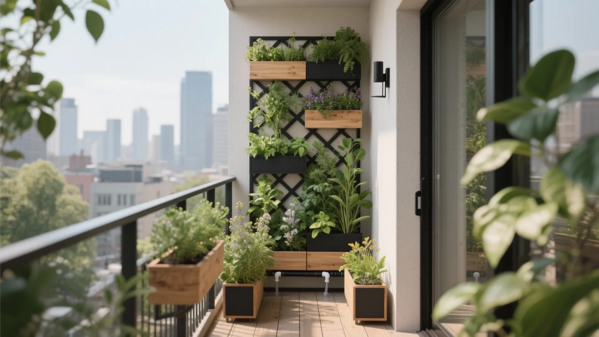 Vertical garden walls and railing planters