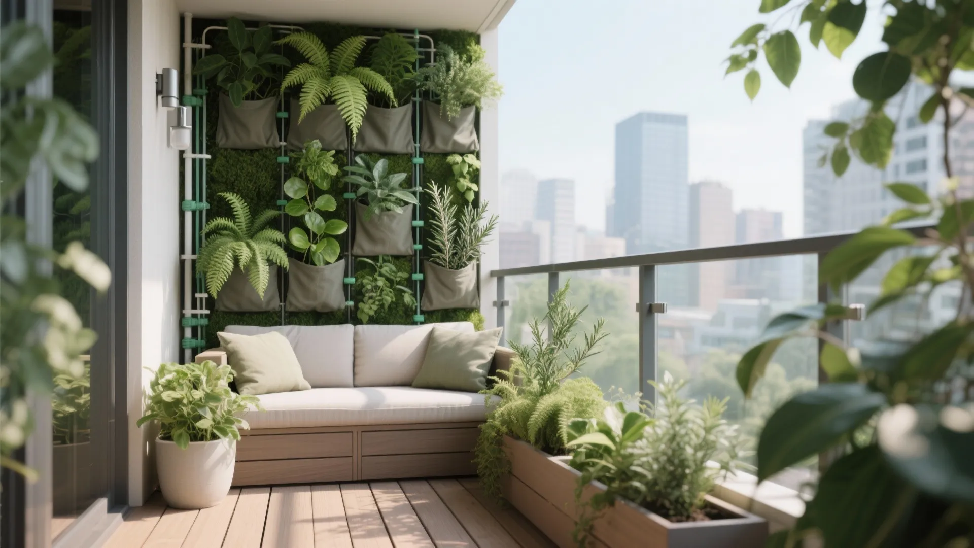 Vertical garden wall with drip irrigation