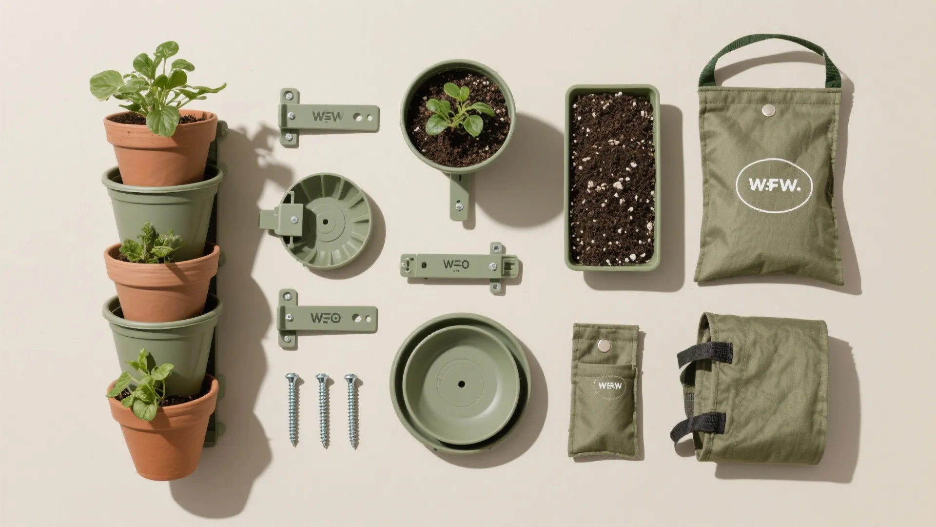 2) Vertical garden with modular planters