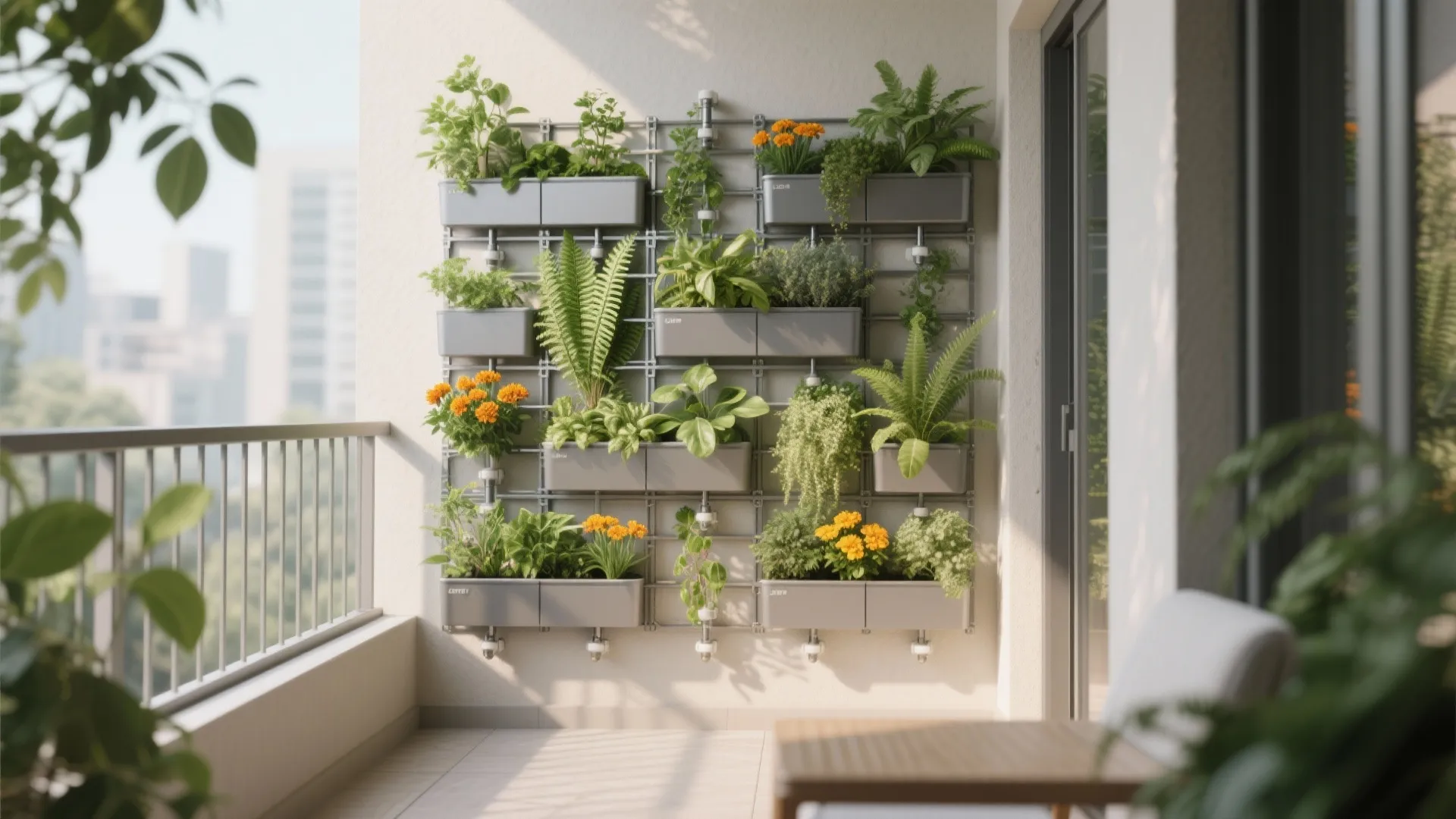 4) Vertical garden walls with modular planters