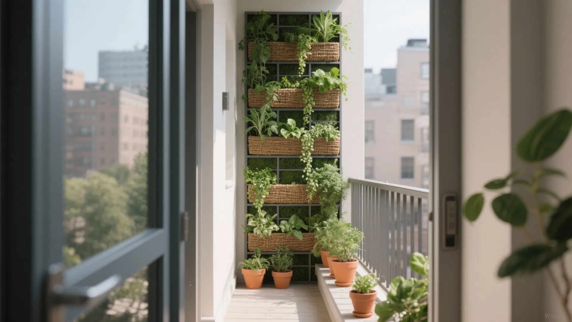 1) Vertical garden walls that double as privacy