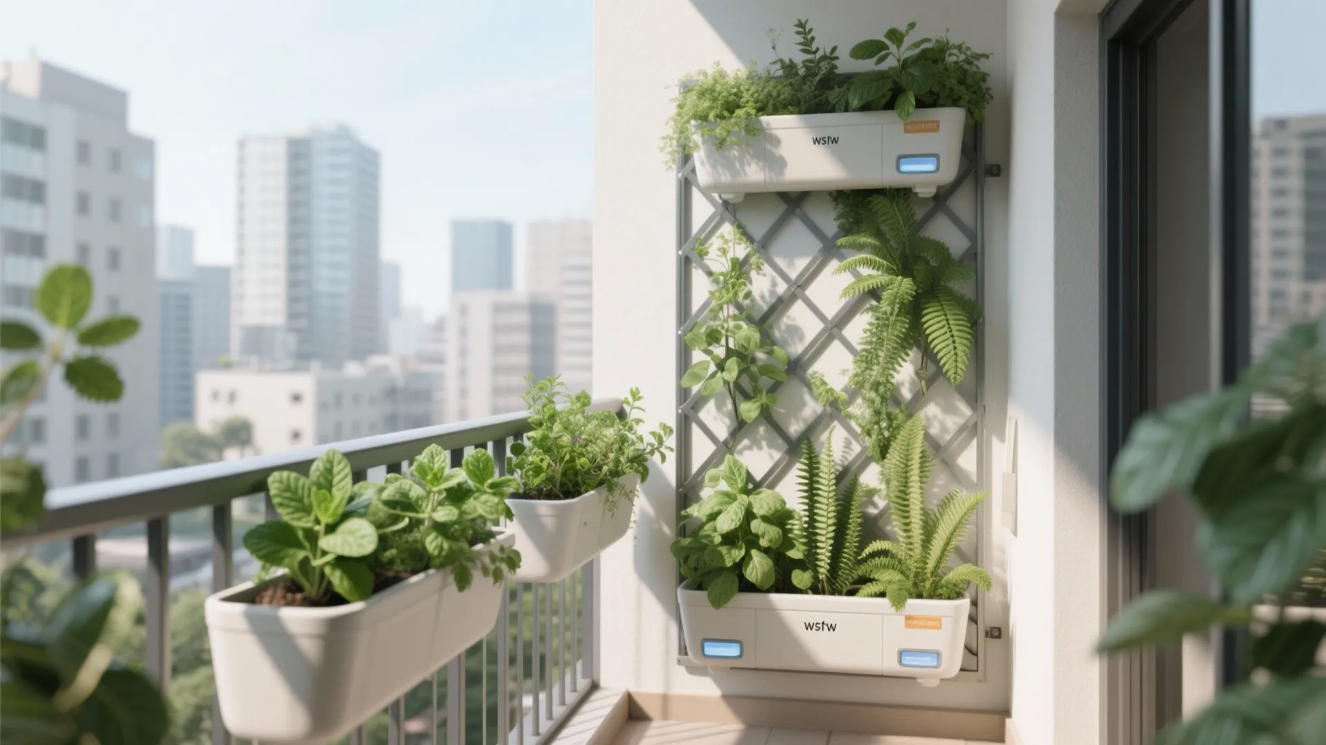 2) Vertical Greenery and Rail Planters