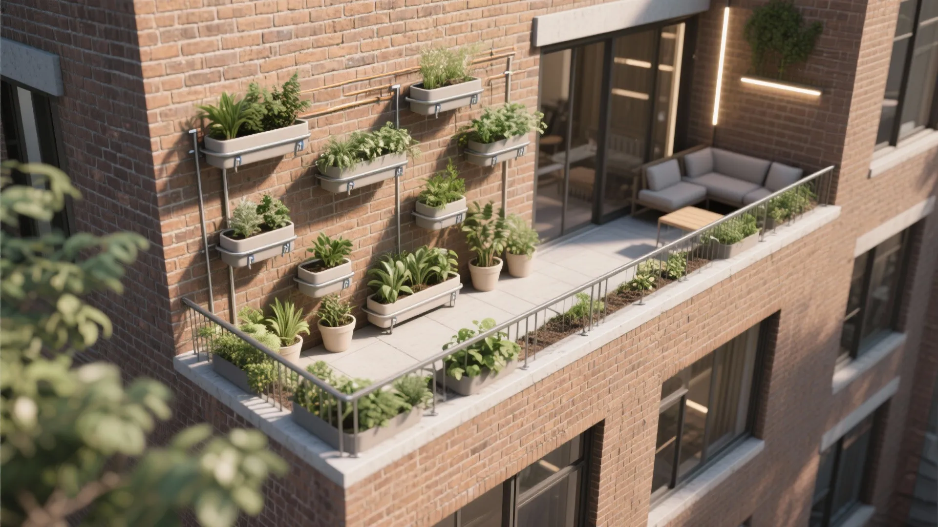 Vertical Garden Rails on Brick