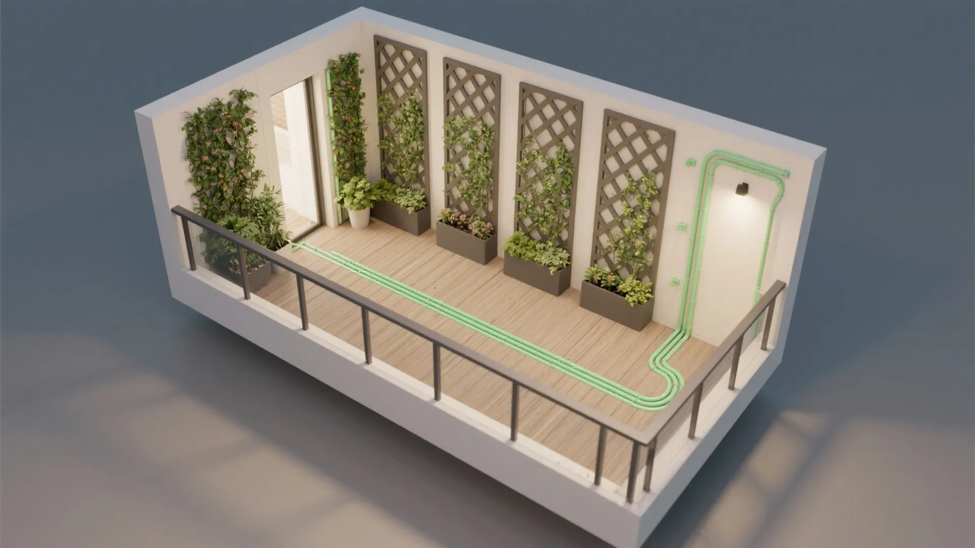 Vertical garden walls and railing planters