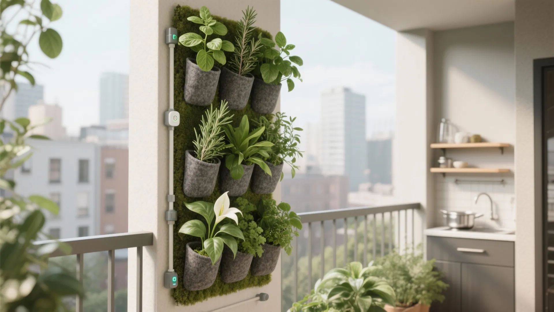 Vertical garden walls with smart irrigation