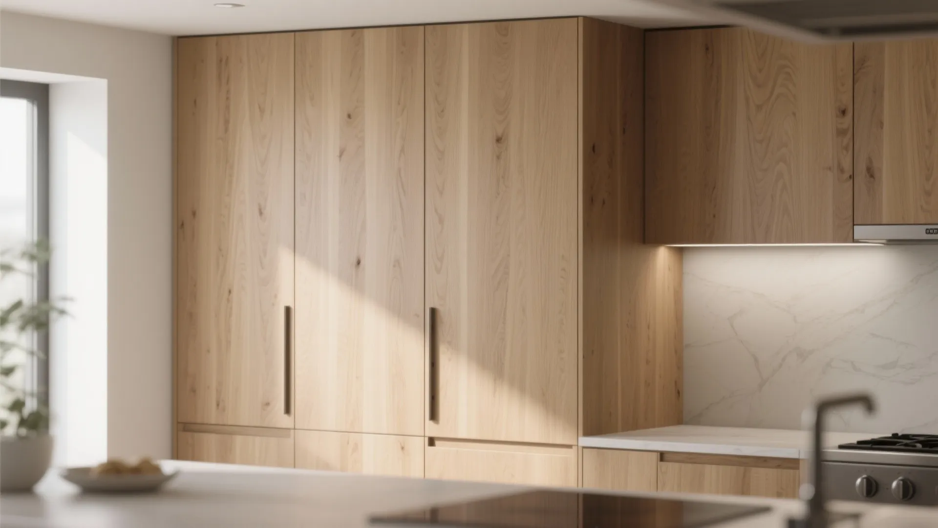 2. Vertical Grain Oak Slab for a Modern Minimalist Look