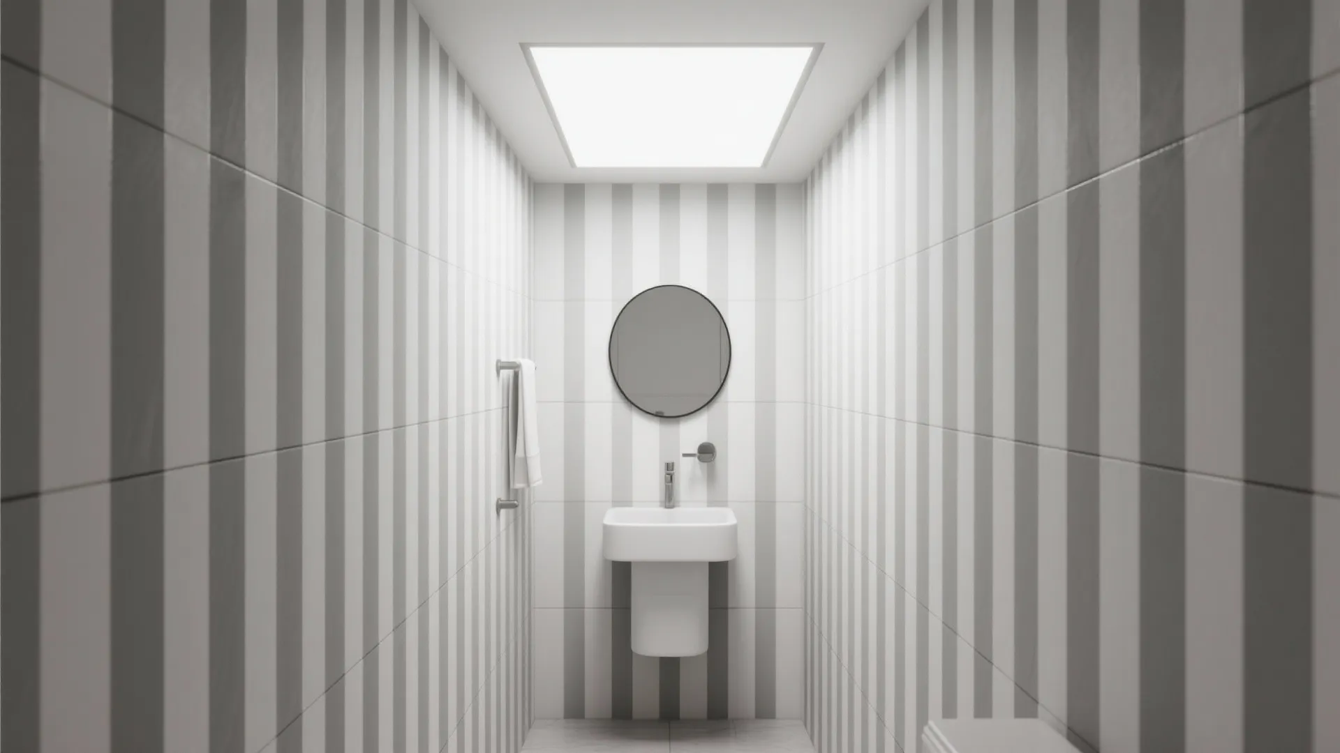 2. Vertical gray stripes to visually raise the ceiling