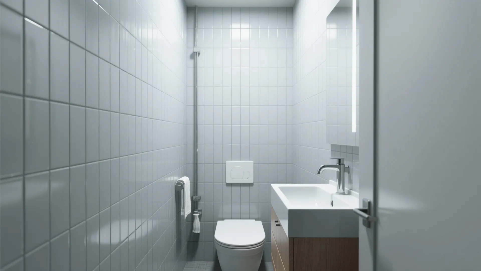 5. Vertical Gray Subway Tiles