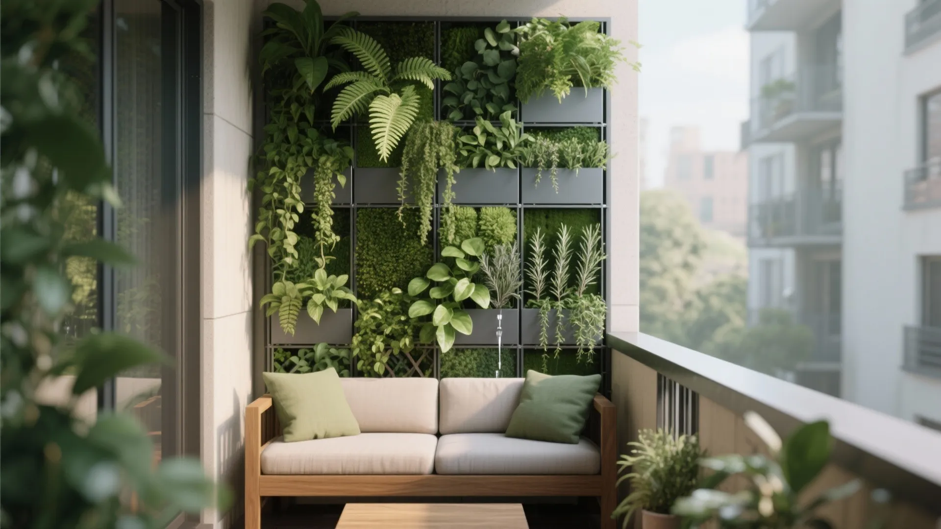 Vertical garden wall for privacy and calm