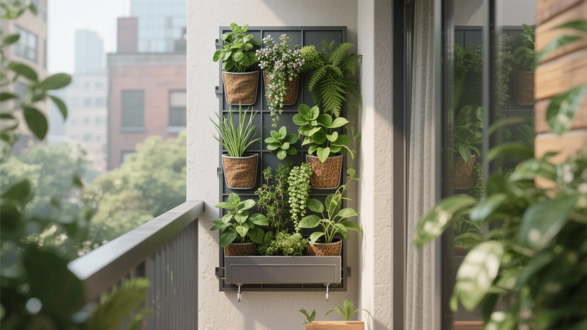 Vertical garden wall for greenery without clutter