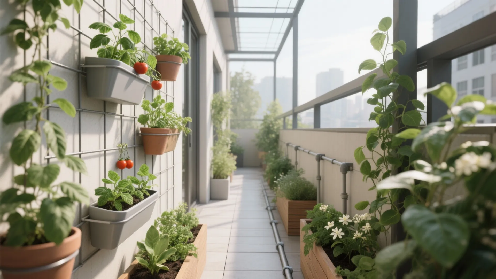 4) Vertical Greenery and Lightweight Planters