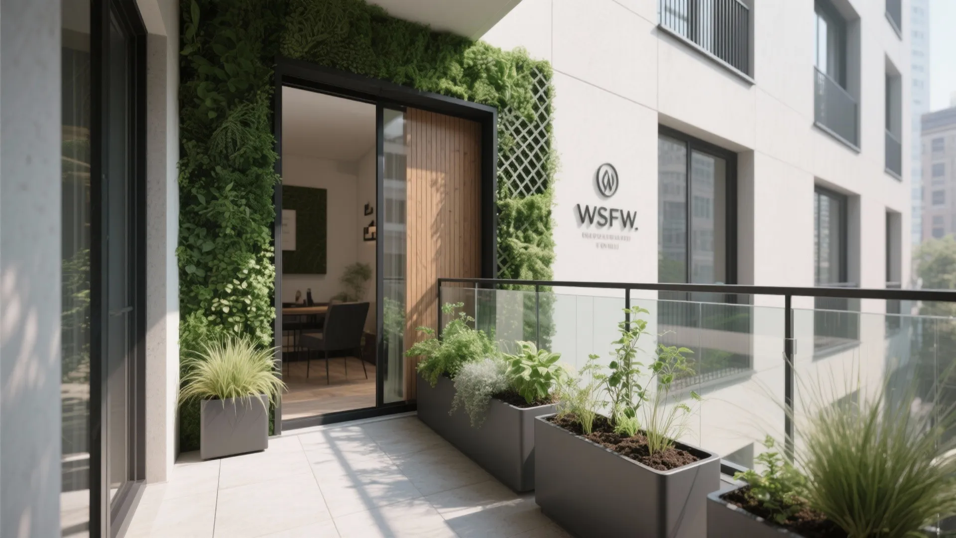 Vertical Greenery That Frames the Facade