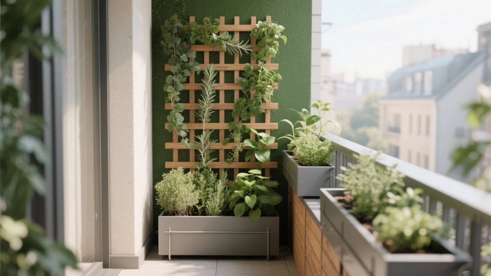 Vertical green wall and a slim privacy screen