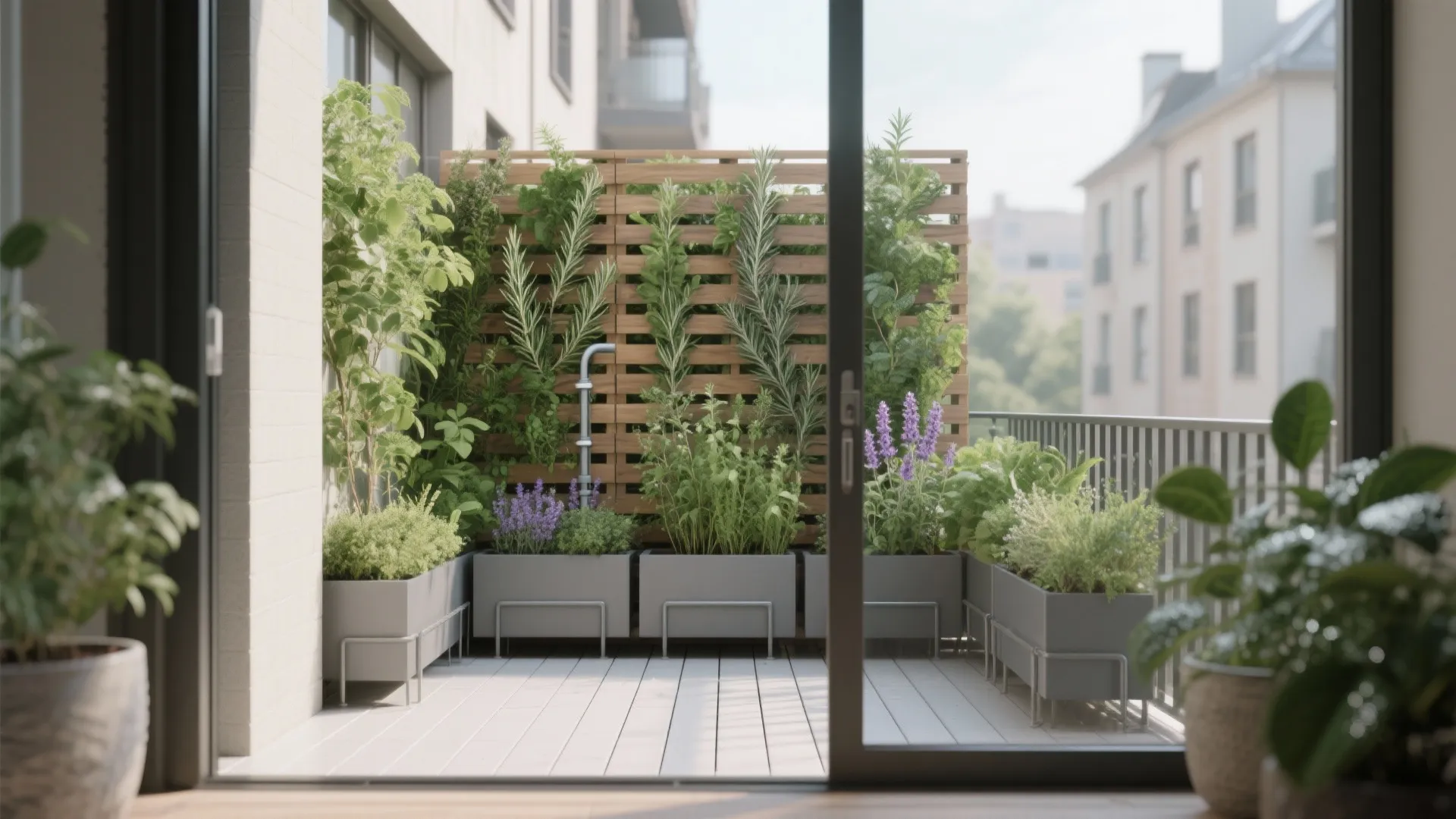 Vertical greenery for privacy, herbs, and biodiversity