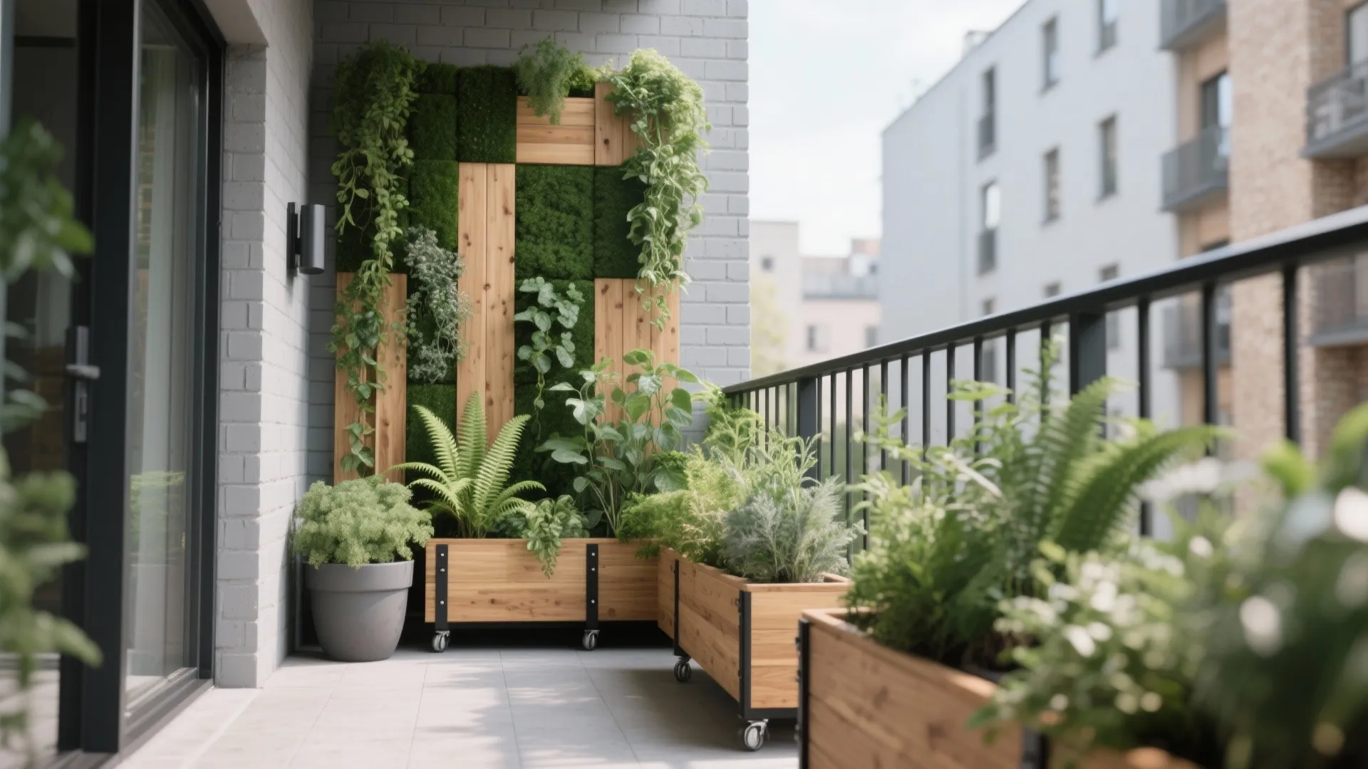 Vertical Green Wall + Slender Planters