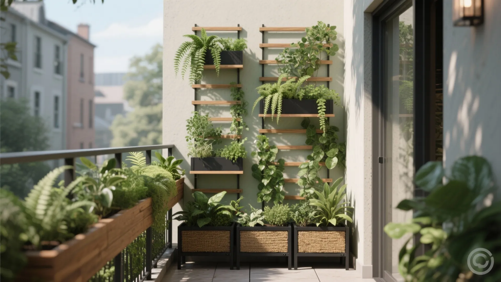 Vertical greenery and rail planters
