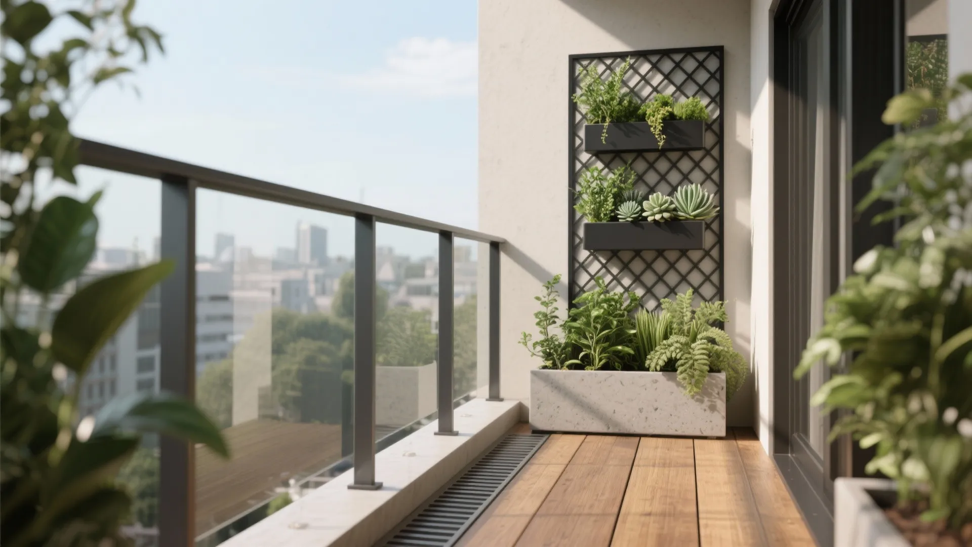 2) Vertical Green Walls & Rail Planters