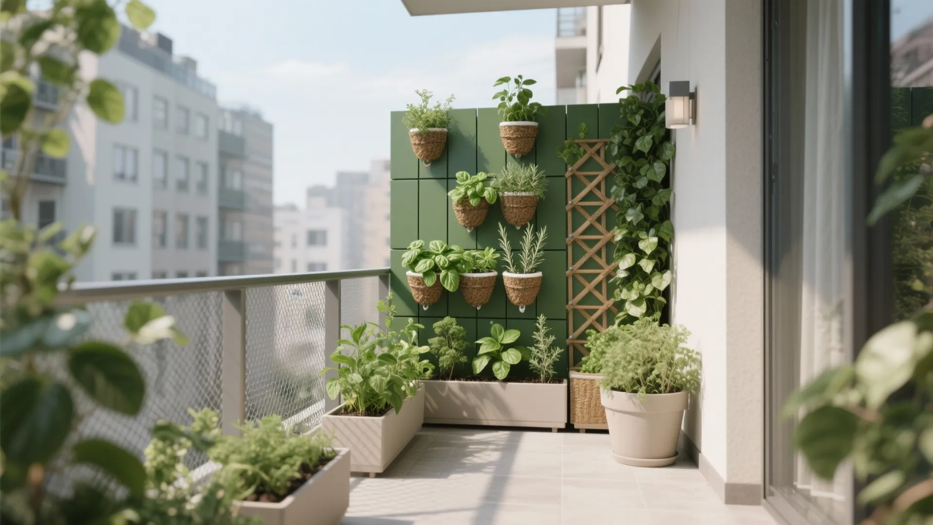 Green wall and railing planters