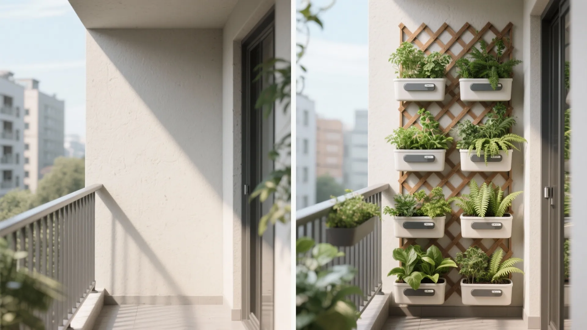 2) Vertical Greenery and Rail Planters