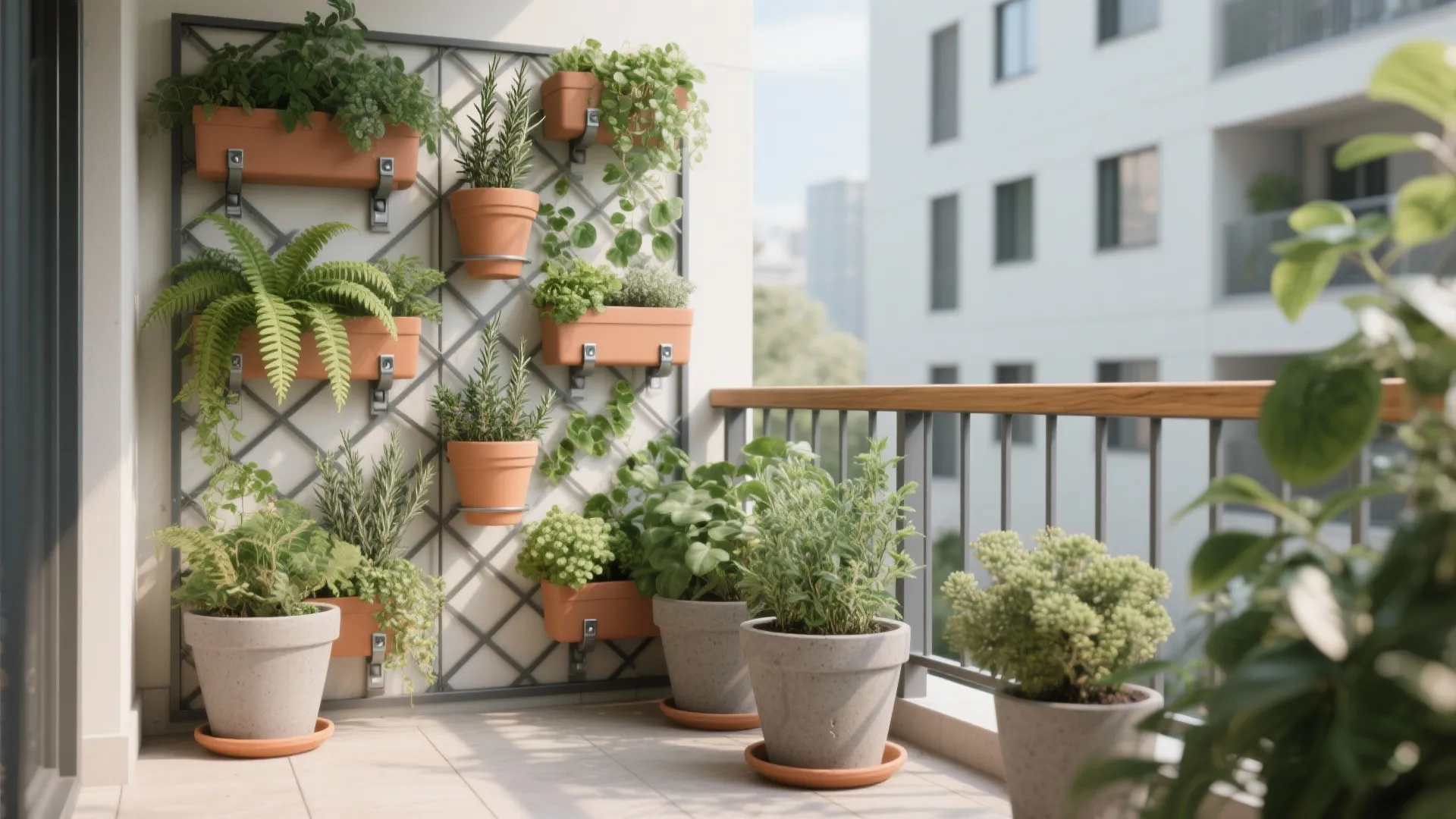 Vertical Green Wall + Rail Planters