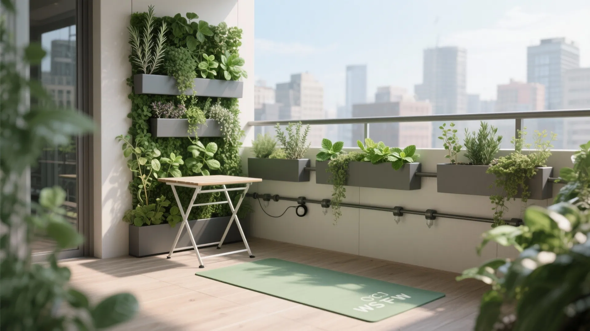 Vertical Greenery And Slim Rail Tables