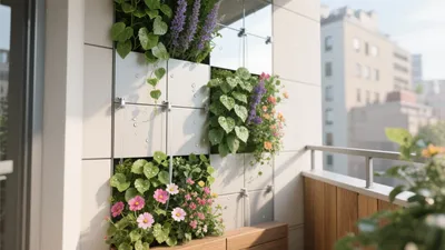 Vertical Garden Balcony Design with Modern Planters