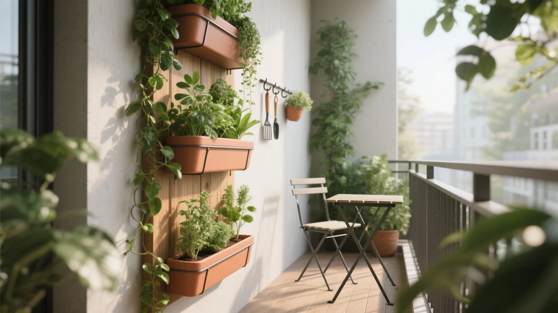 Vertical Greenery + Slim Storage Wall