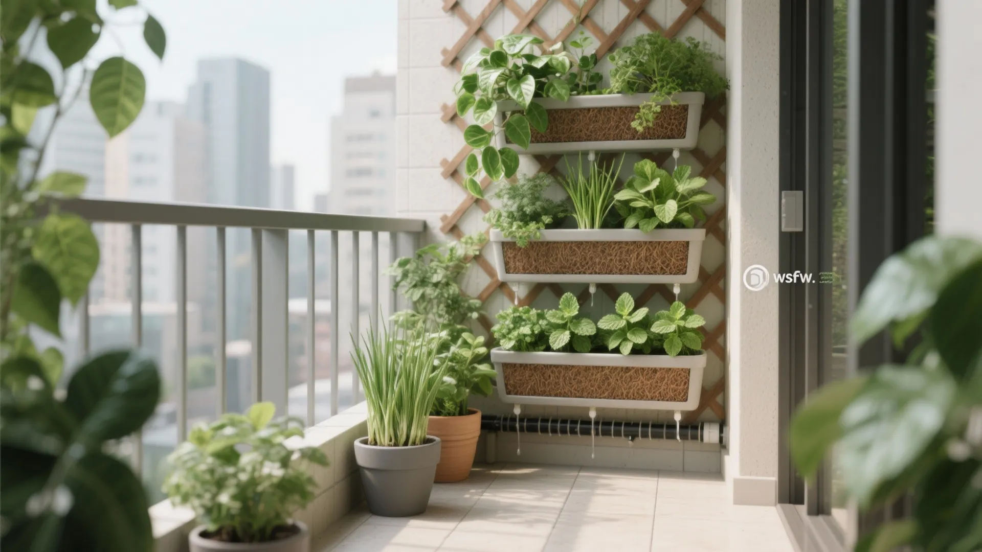 Vertical green wall with micro planters