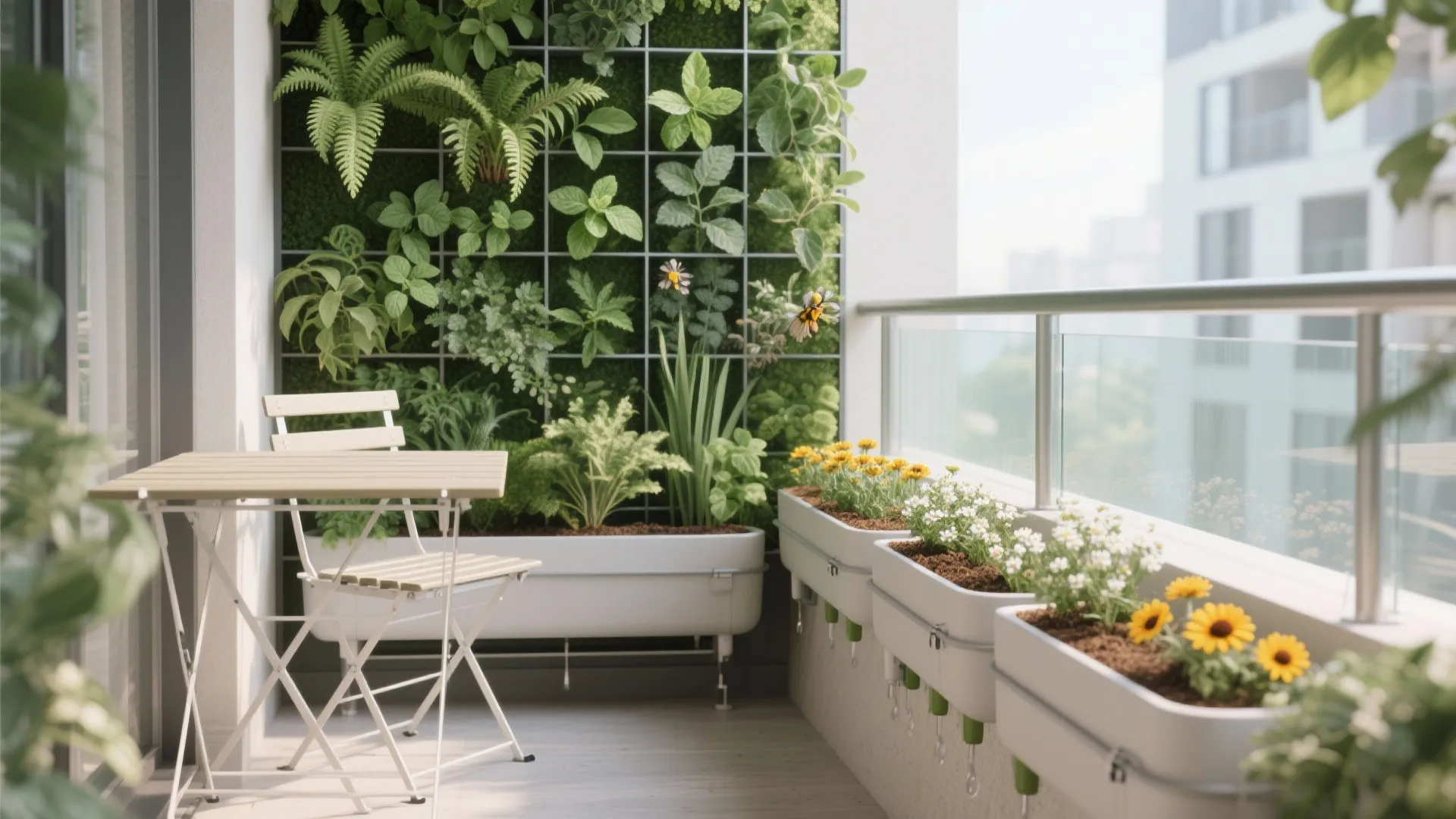 Vertical Green Wall With Modular Planters