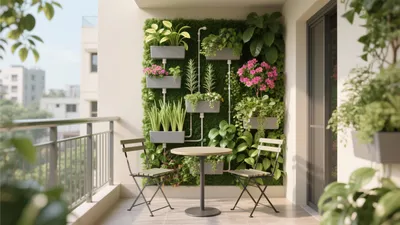 Green Balcony Oasis with Vertical Garden