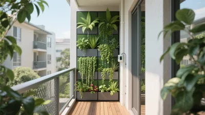 Vertical Garden Balcony Design with Wooden Decking
